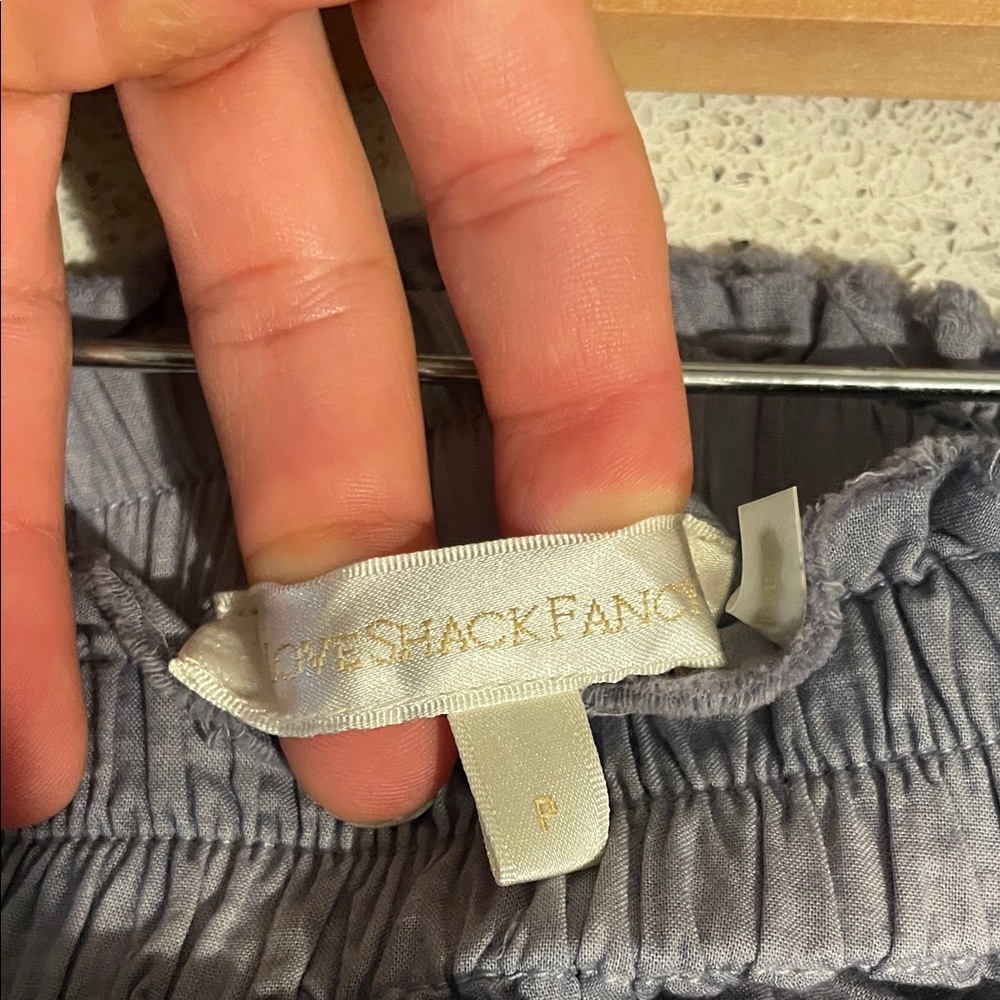 LoveShackFancy Silver Ruched Skirt